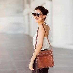 Large Soft Leather Crossbody – Triple Zip Shoulder Bag